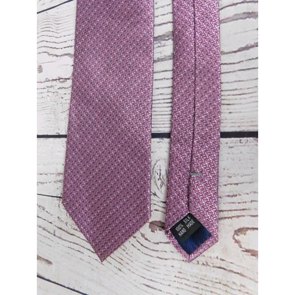 NWOT BRUNO PIATTELLI Geometric Check Pale Purple Silk Tie Hand Made 57.5"
